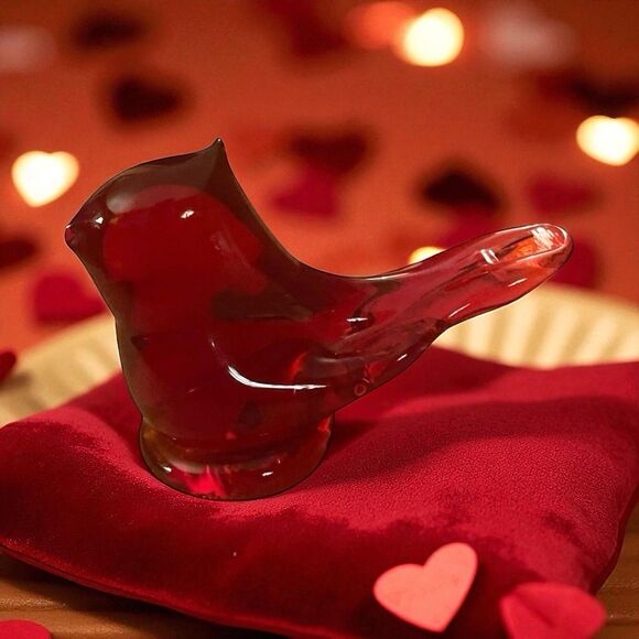 VTG W. Ward 1993 Red Cardinal of Love Glass Figurine Amberina Base Signed - Picture 1 of 7
